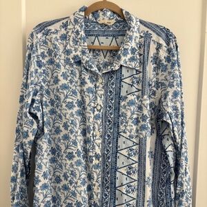 Lucky Brand Mix Button Down- Blue Paisley- XL
